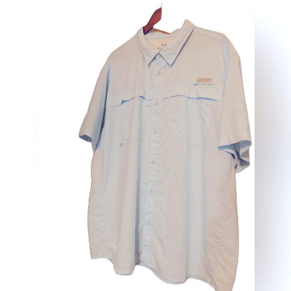 RealTree Light Blue Fishing Men Shirt, 2XL